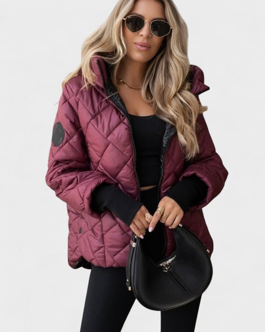 Emma | Burgundy Quilted Hooded Jacket