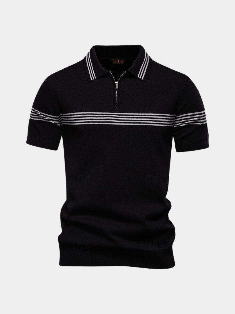 Edmund | White Stripe-Detail Polo