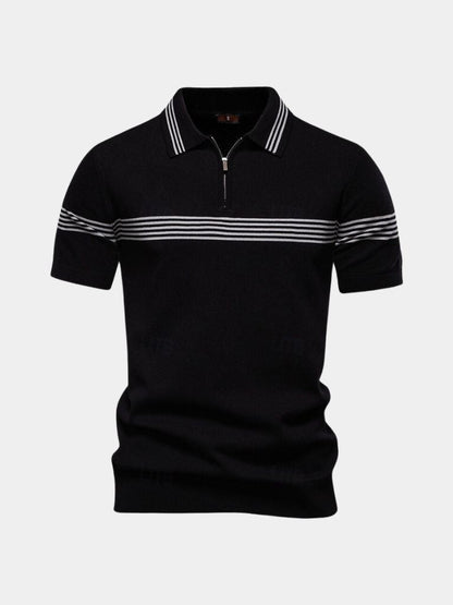 Edmund | White Stripe-Detail Polo
