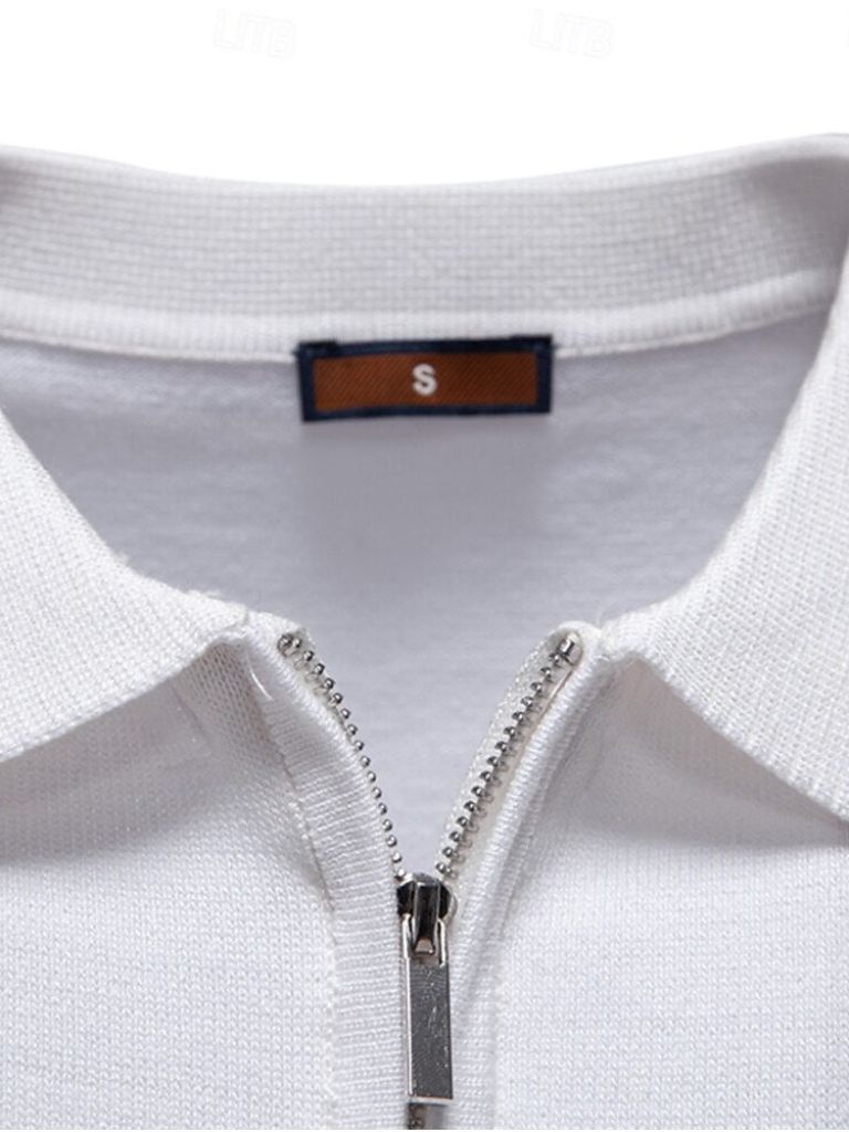 Edmund | White Stripe-Detail Polo