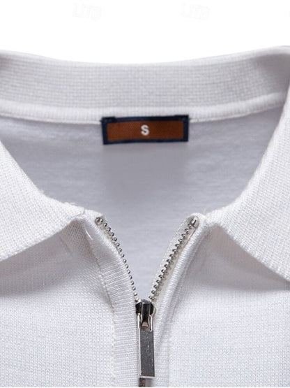 Edmund | White Stripe-Detail Polo