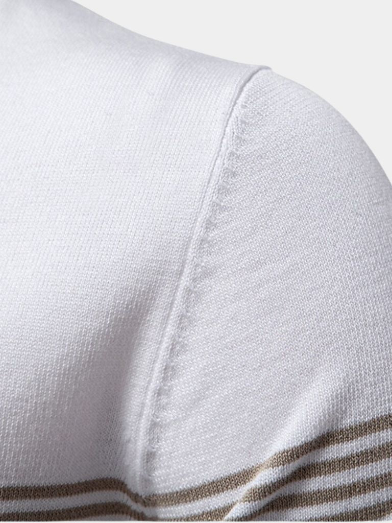 Edmund | White Stripe-Detail Polo