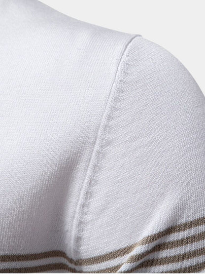 Edmund | White Stripe-Detail Polo