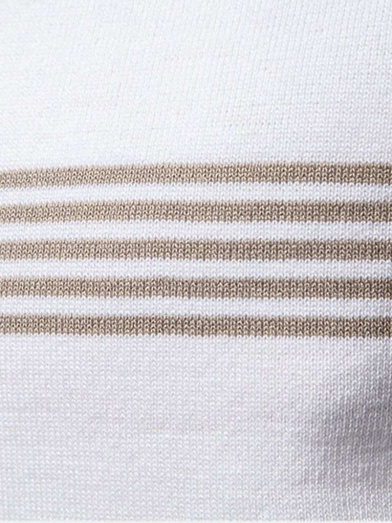Edmund | White Stripe-Detail Polo