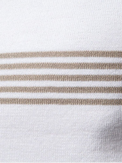 Edmund | White Stripe-Detail Polo
