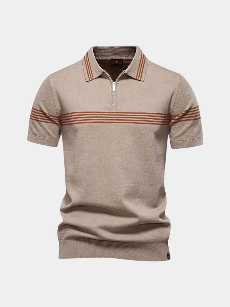 Edmund | White Stripe-Detail Polo