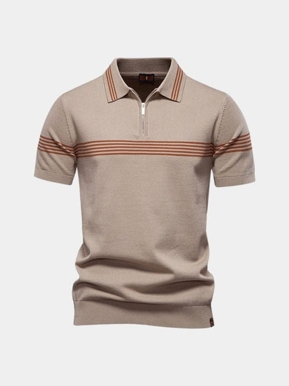 Edmund | White Stripe-Detail Polo