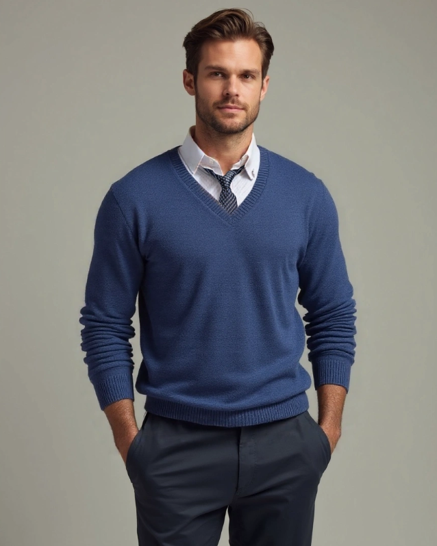 Edmund | Blue V-Neck Jumper