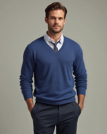 Edmund | Blue V-Neck Jumper