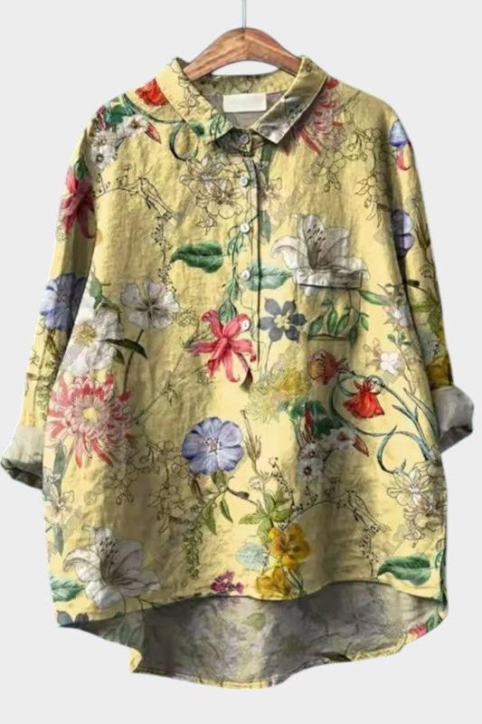 Emily | Yellow Meadow Floral Shirt