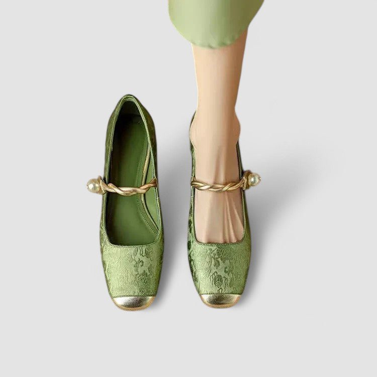 Emily | Green Square-Toe Mary Jane Shoes