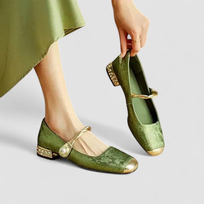 Emily | Green Square-Toe Mary Jane Shoes