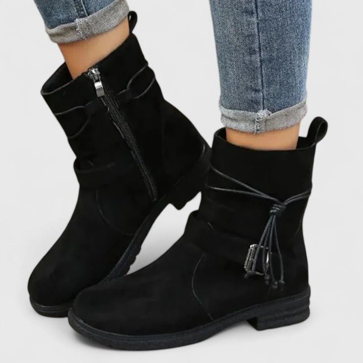 Emily | Black Tassel Ankle Boots