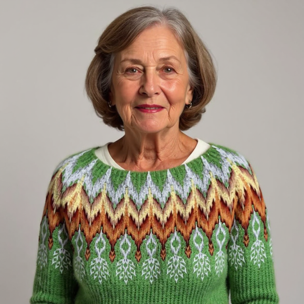 Emily | Green Chevron Nordic Jumper