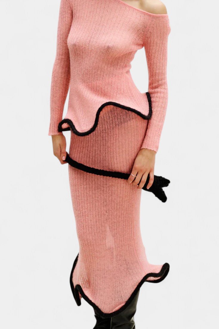 Emma | Fitted Knit Top & Maxi Skirt Set