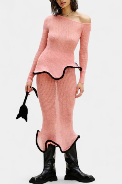 Emma | Fitted Knit Top & Maxi Skirt Set
