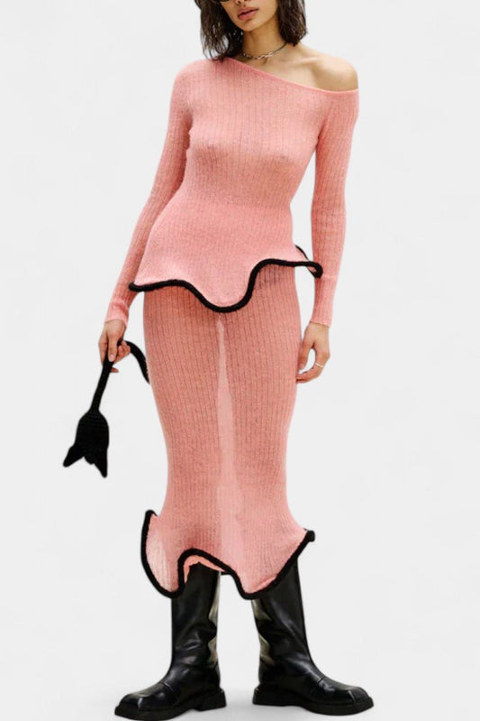 Emma | Fitted Knit Top & Maxi Skirt Set