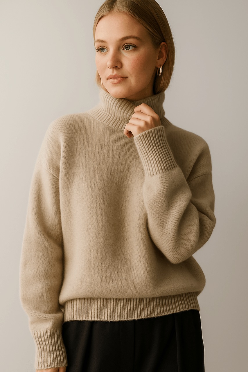 Emma | Ivory Oversized Roll-Neck Jumper