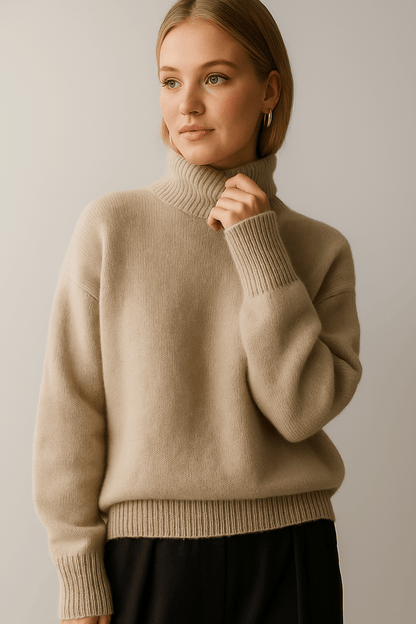 Emma | Ivory Oversized Roll-Neck Jumper