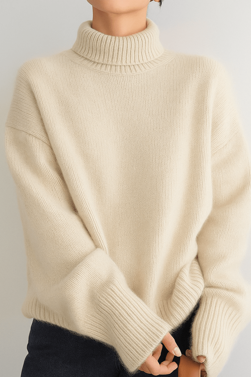 Emma | Ivory Oversized Roll-Neck Jumper