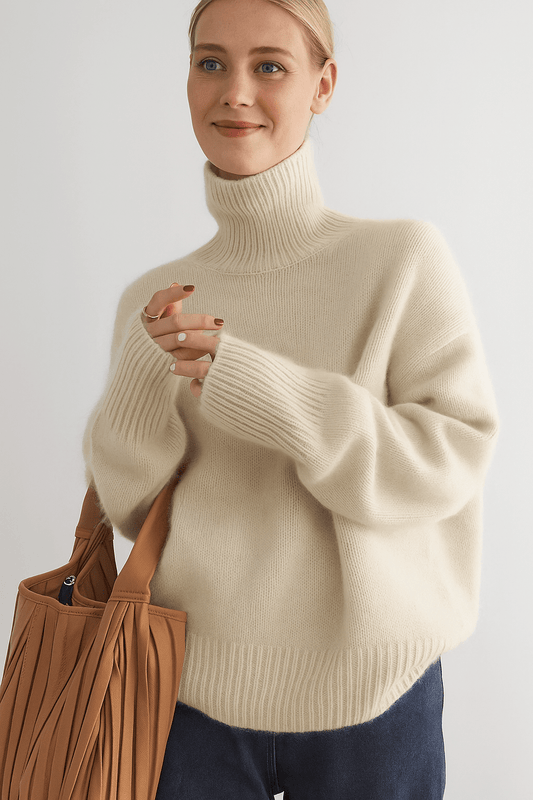Emma | Ivory Oversized Roll-Neck Jumper