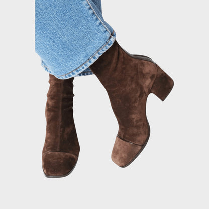 Erica | Brown Suede-Look Ankle Boots
