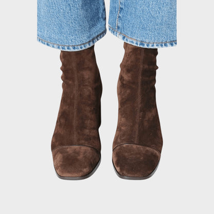 Erica | Brown Suede-Look Ankle Boots