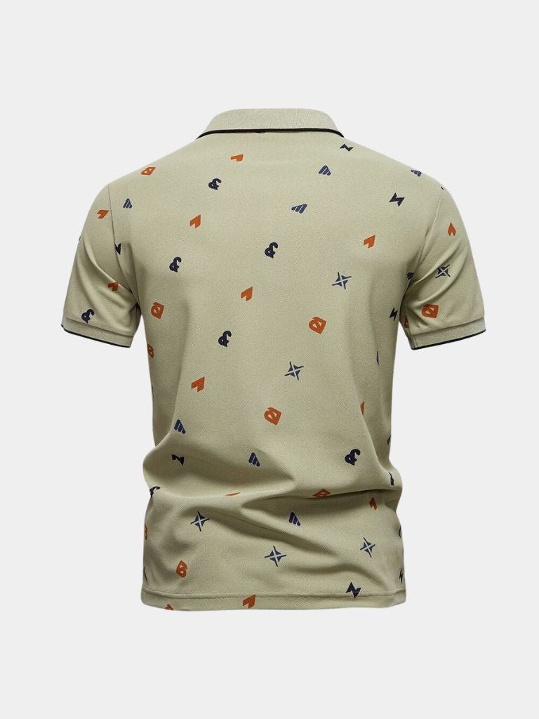 Edgar | White Printed Polo Shirt