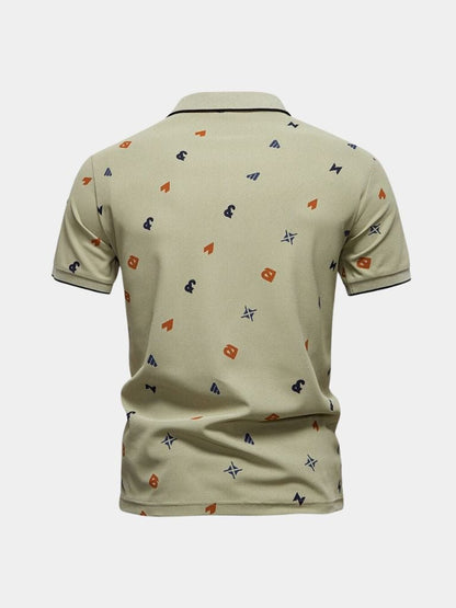 Edgar | White Printed Polo Shirt