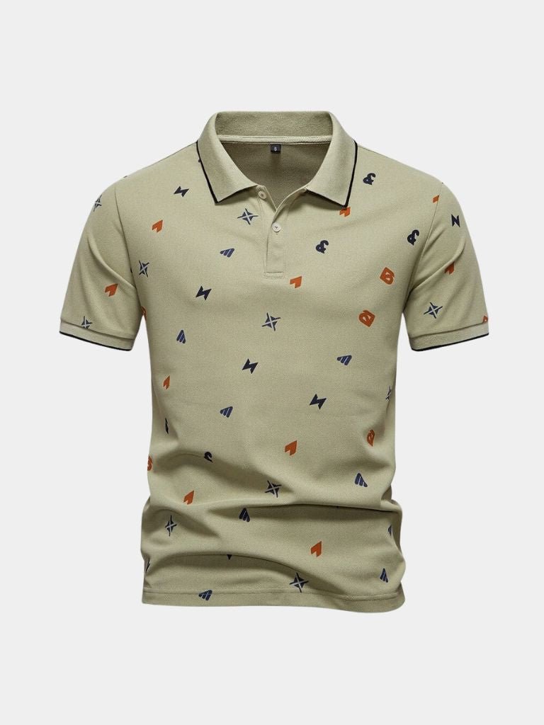 Edgar | White Printed Polo Shirt
