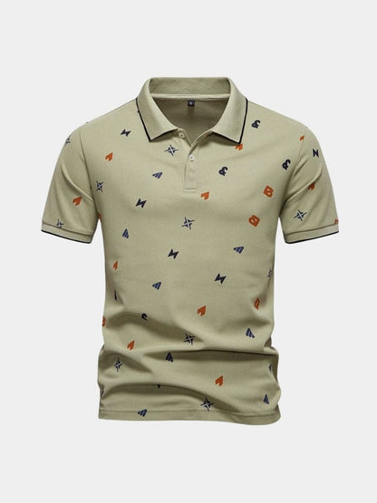 Edgar | White Printed Polo Shirt
