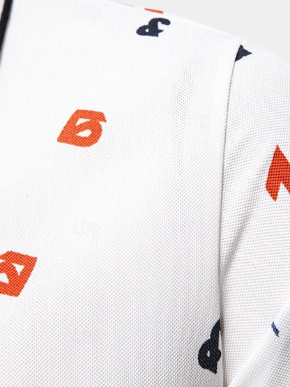 Edgar | White Printed Polo Shirt