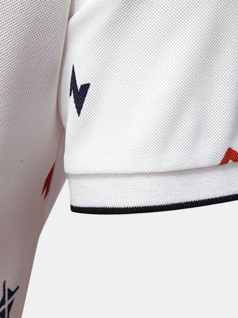 Edgar | White Printed Polo Shirt
