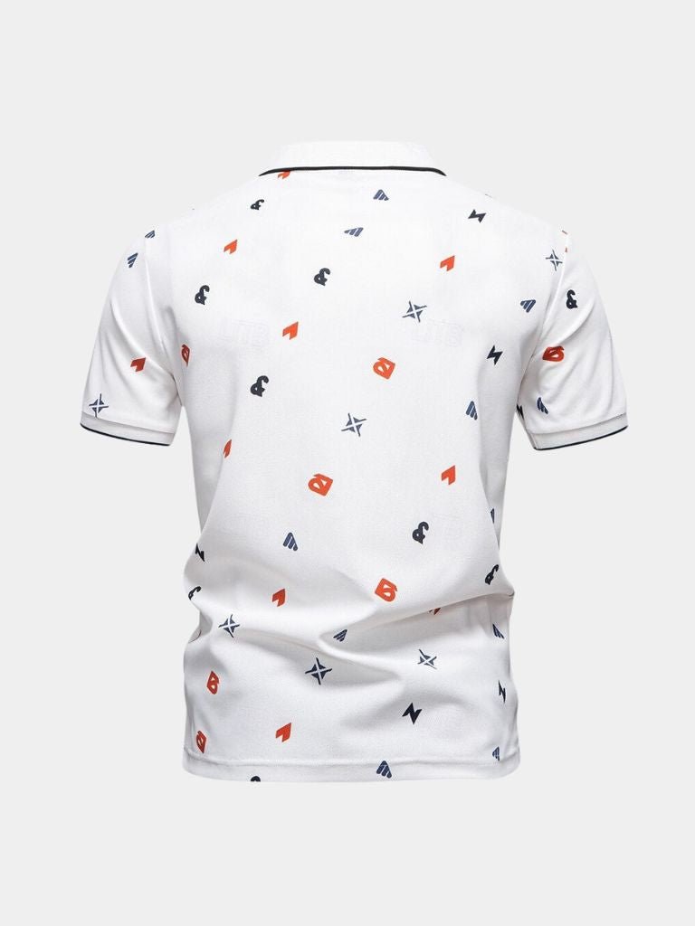 Edgar | White Printed Polo Shirt