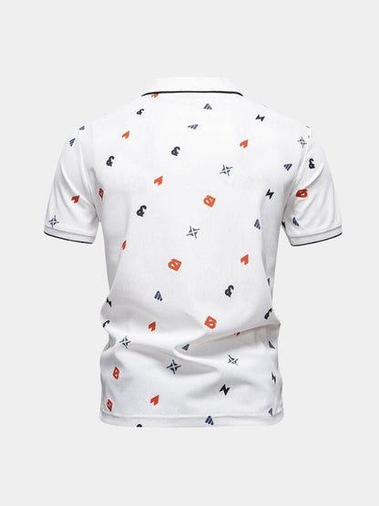 Edgar | White Printed Polo Shirt