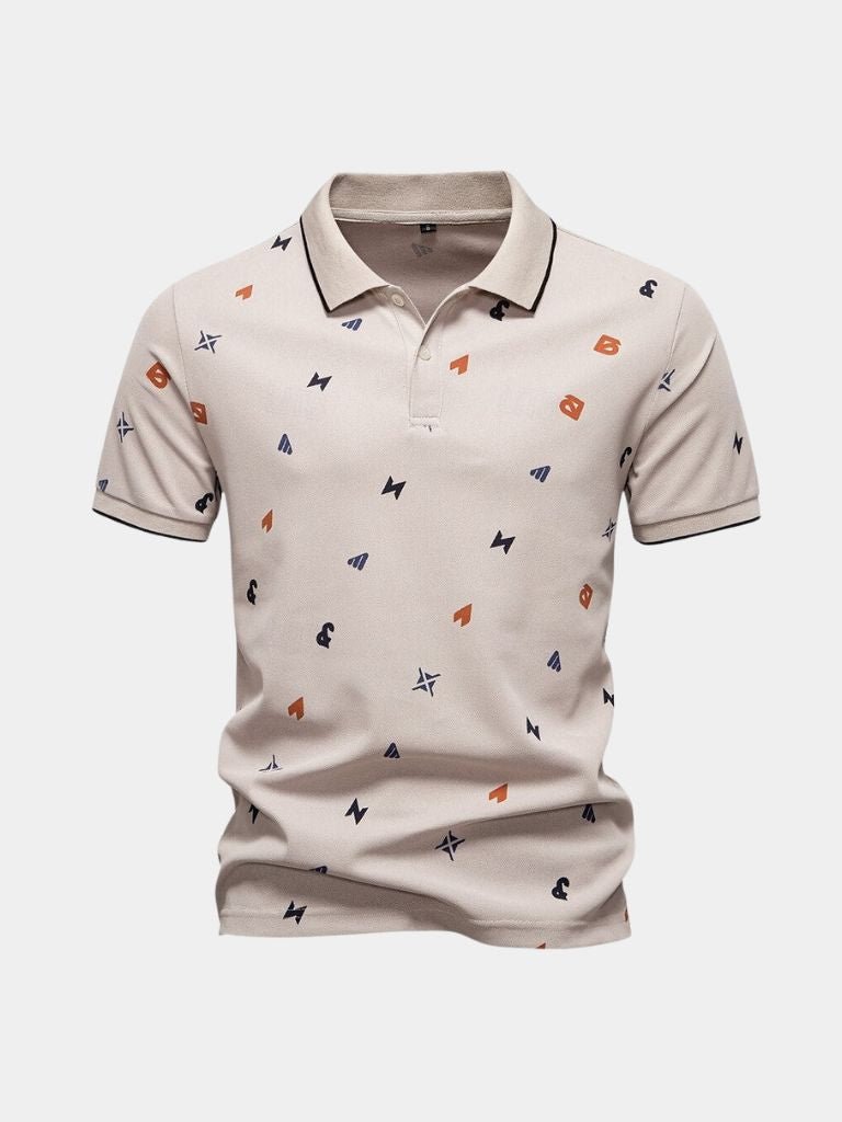 Edgar | White Printed Polo Shirt