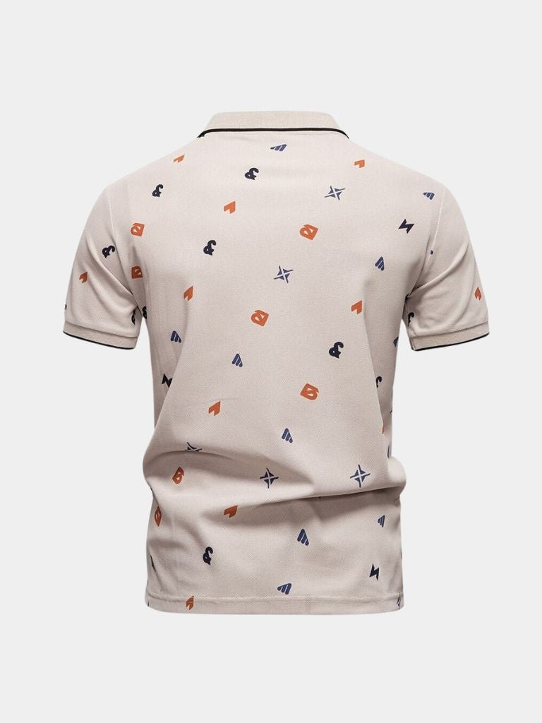 Edgar | White Printed Polo Shirt