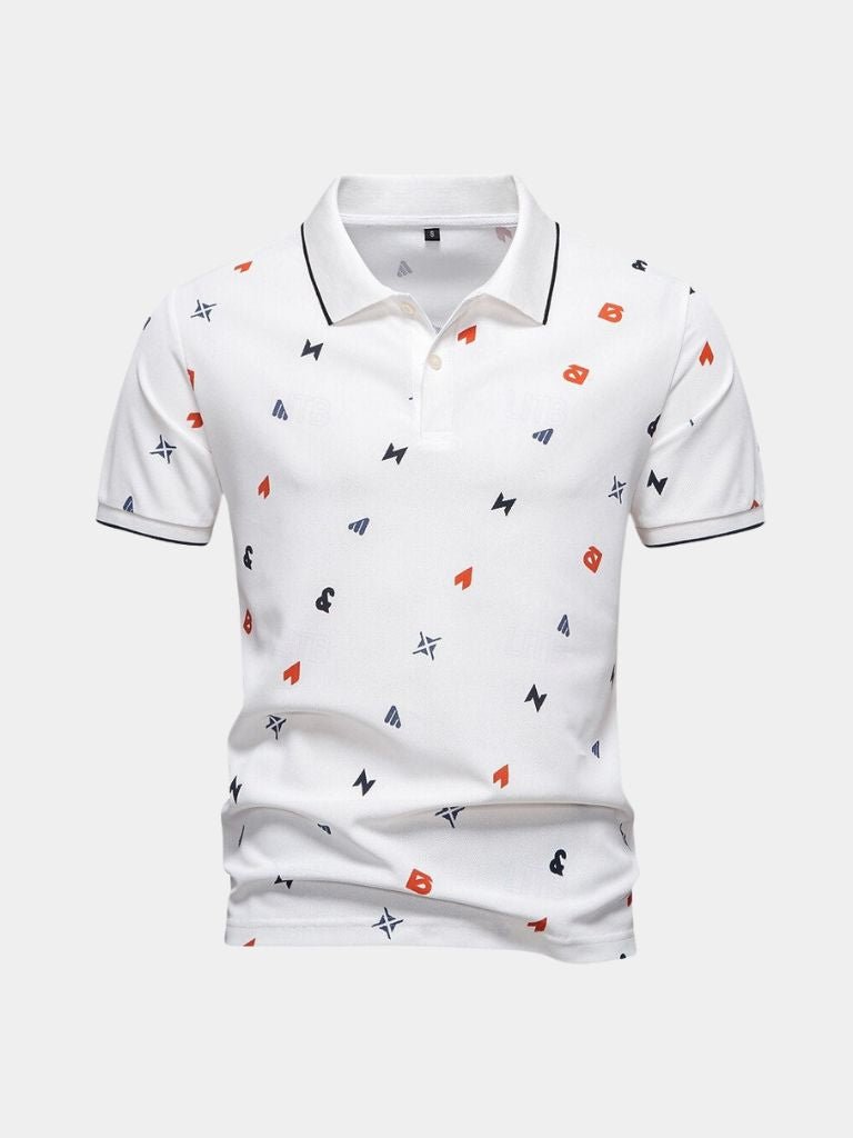 Edgar | White Printed Polo Shirt