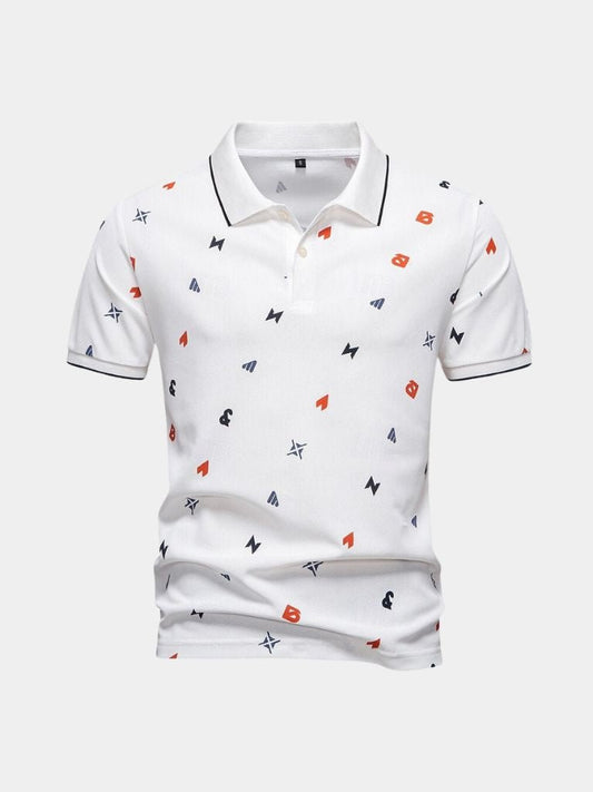 Edgar | White Printed Polo Shirt