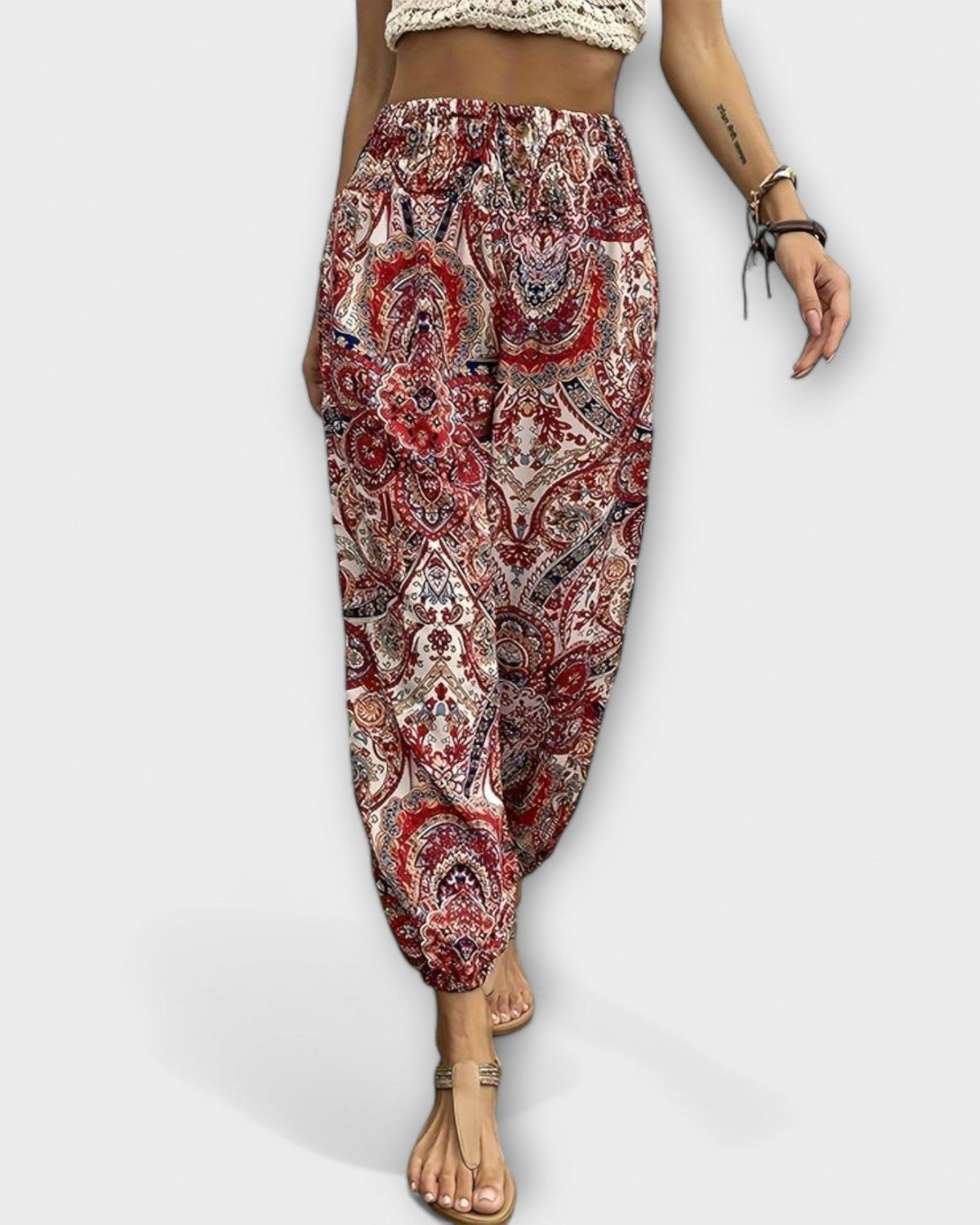Elsie | Geometric Print Wide-Leg Trousers