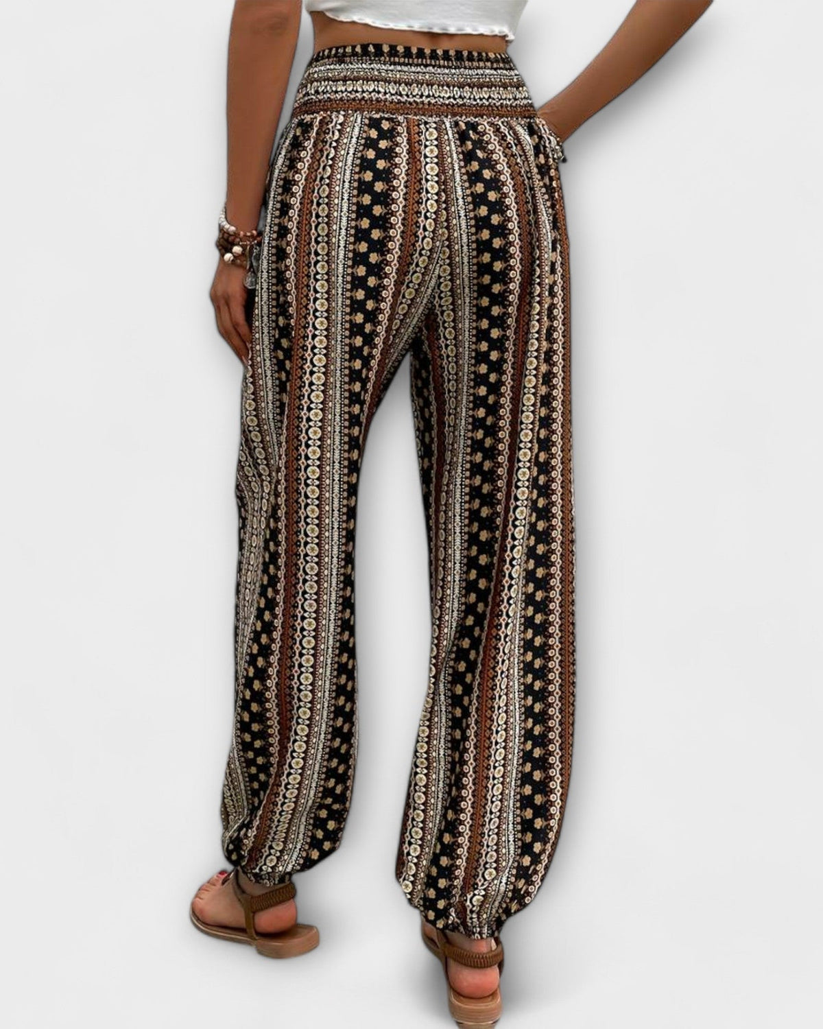 Elsie | Geometric Print Wide-Leg Trousers