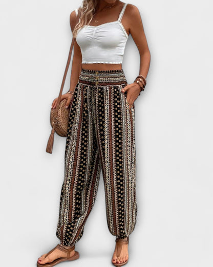 Elsie | Geometric Print Wide-Leg Trousers