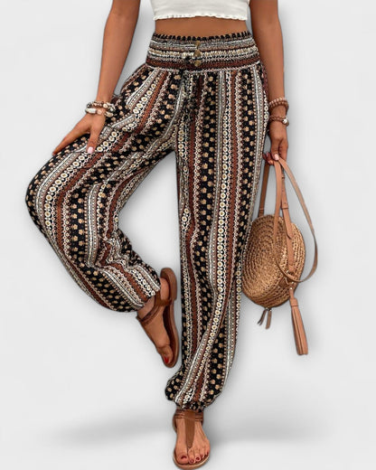 Elsie | Geometric Print Wide-Leg Trousers