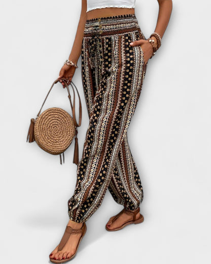 Elsie | Geometric Print Wide-Leg Trousers
