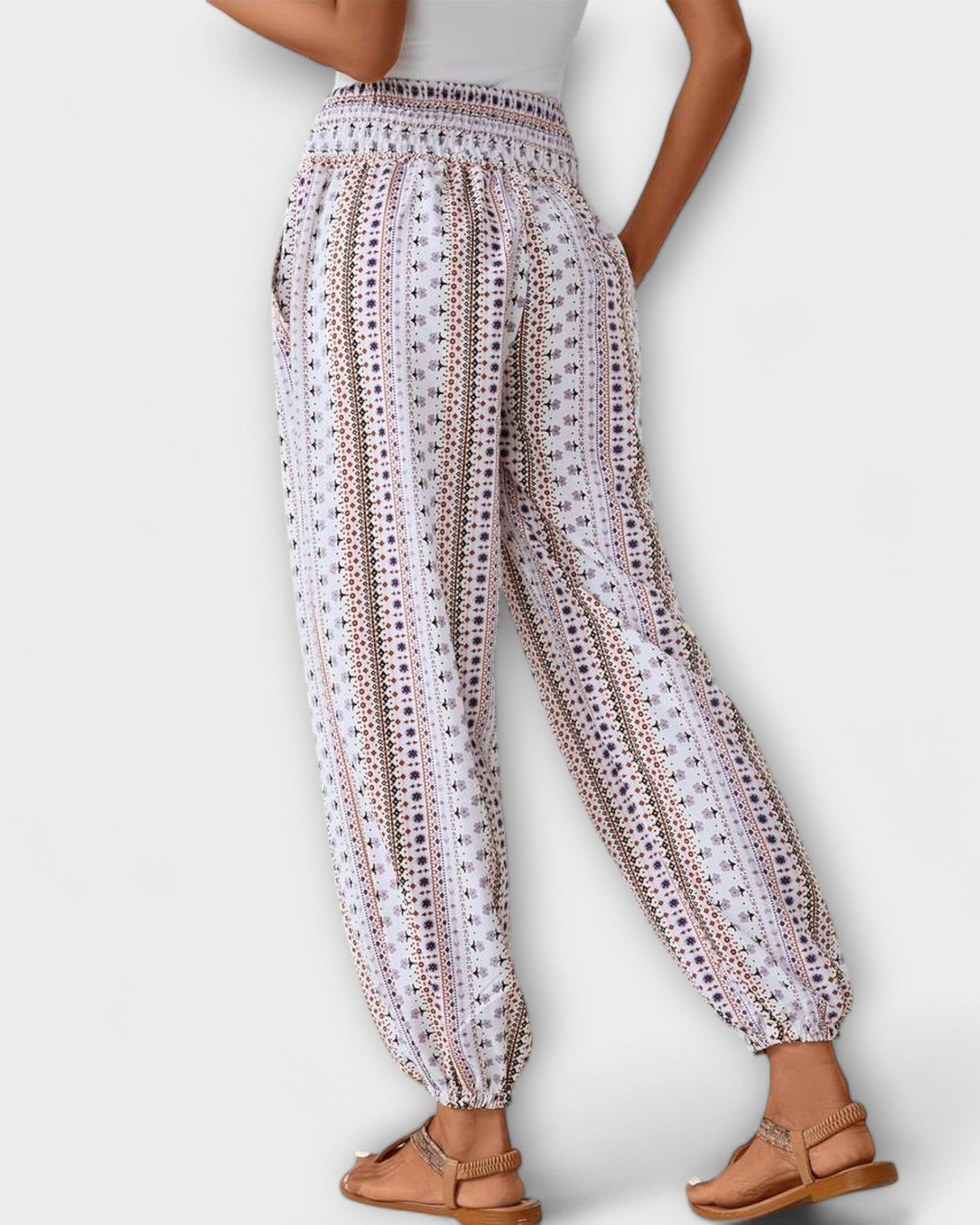 Elsie | Geometric Print Wide-Leg Trousers