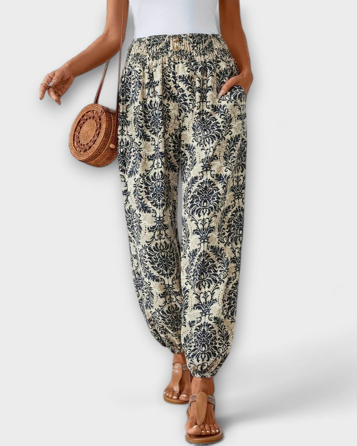 Elsie | Geometric Print Wide-Leg Trousers