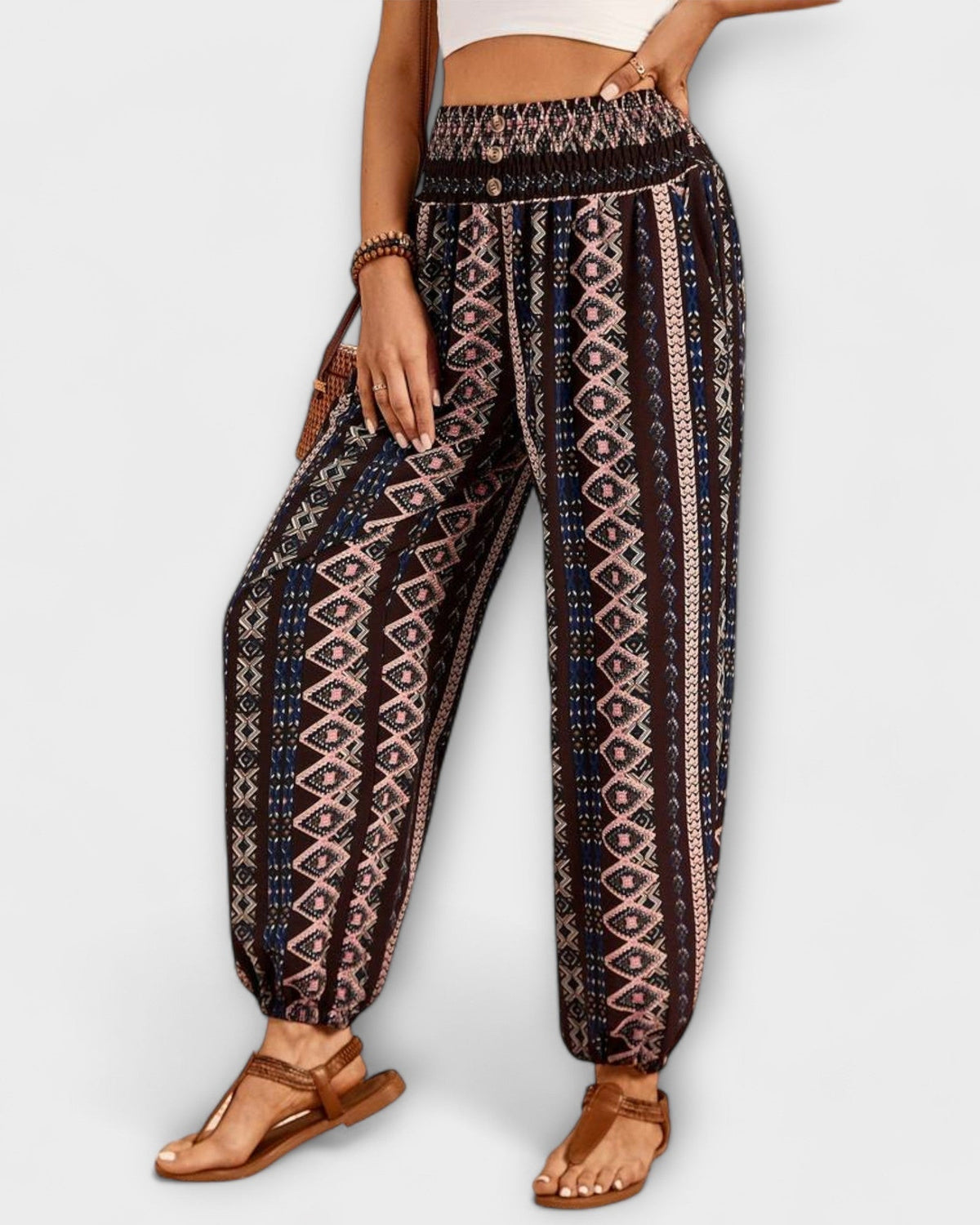 Elsie | Geometric Print Wide-Leg Trousers