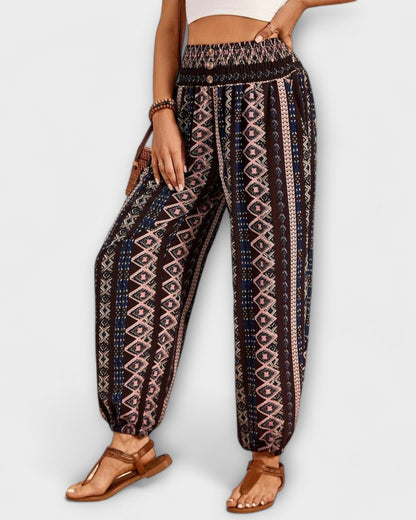 Elsie | Geometric Print Wide-Leg Trousers
