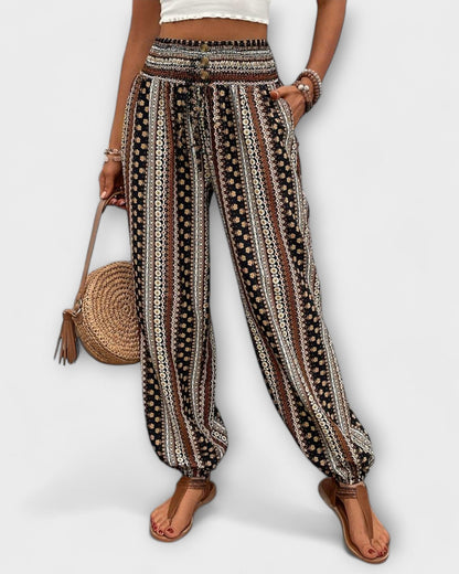 Elsie | Geometric Print Wide-Leg Trousers