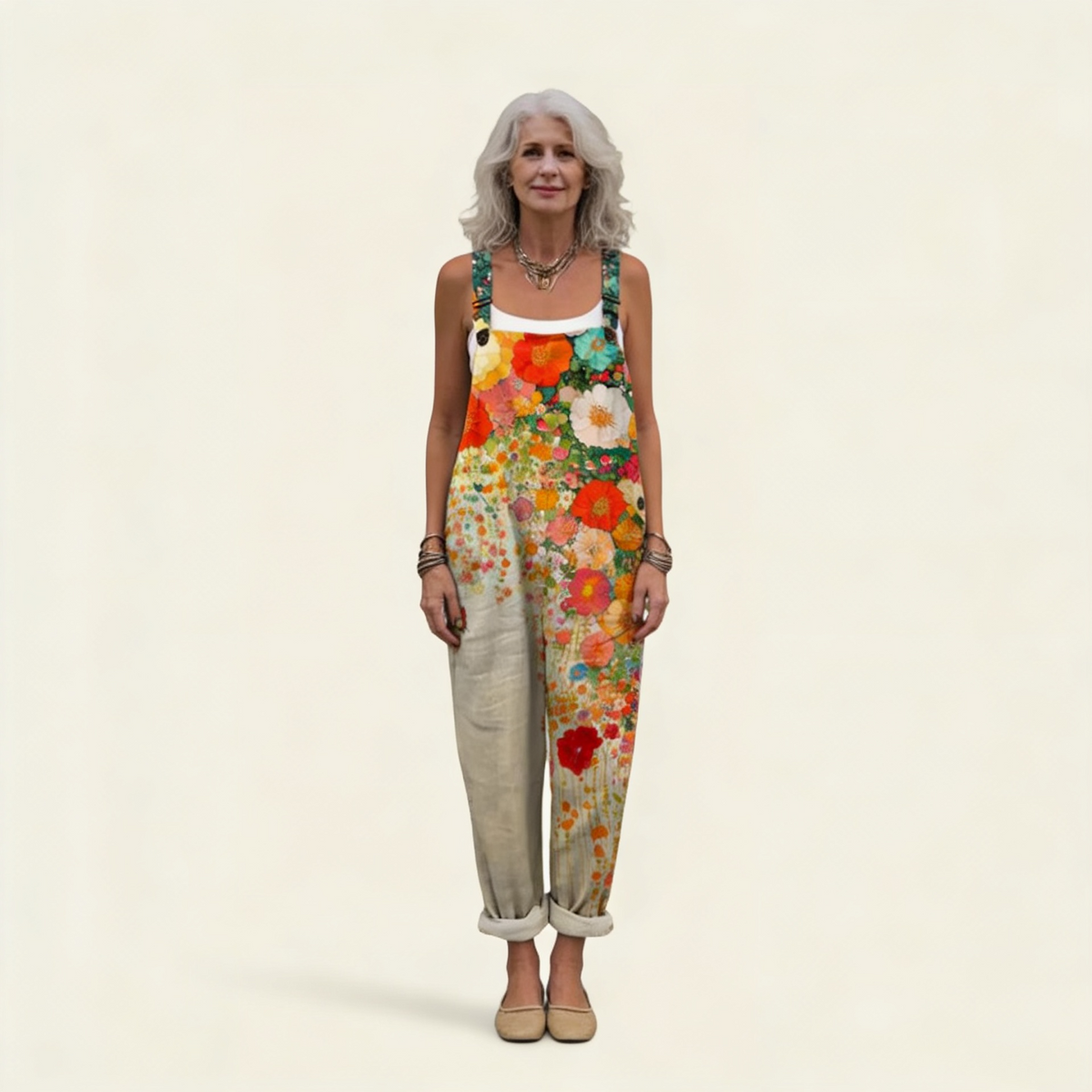 Beatrice | Warm Floral Print Dungarees